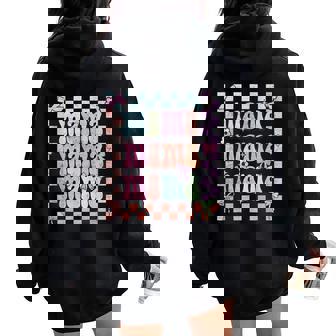 Groovy Mama Retro Checker Matching Family Mother's Day Party Women Oversized Hoodie Back Print | Mazezy