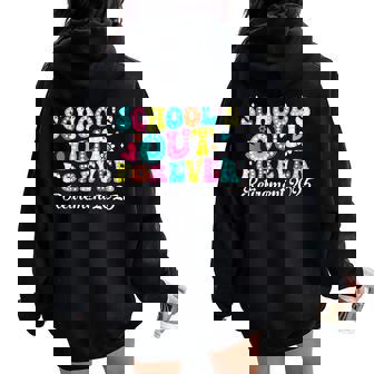 Groovy School's Out Forever Retirement 2025 Retired Teacher Women Oversized Hoodie Back Print | Mazezy