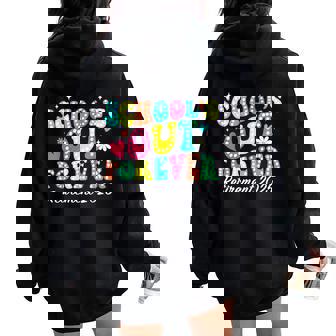 Groovy School's Out Forever Retirement 2025 Retired Teacher Women Oversized Hoodie Back Print - Thegiftio