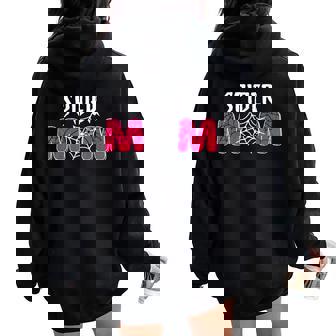 Groovy Spider Mom Matching Family Party Mama Women Oversized Hoodie Back Print - Seseable