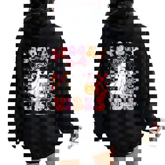 Groovy Spooky Vibes Cute Boo Ghost Halloween Costumes Girls Women Oversized Hoodie Back Print | Seseable FR