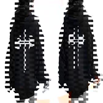 Gym Christian Barbel Cross Pocket Workout Dumbbell Women Women Oversized Hoodie Back Print - Thegiftio
