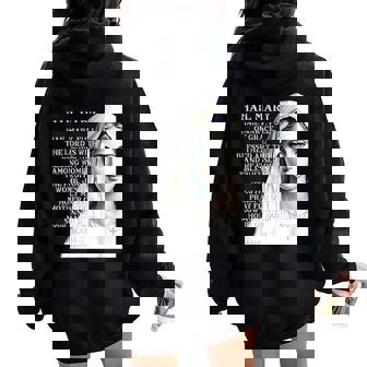 Hail Mary Blessed Mother ロザリオの祈り レディース オーバーサイズ パーカー バックプリント - Kawaiitshirt