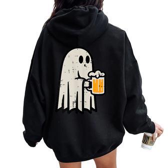 Halloween Ghost Drink Lazy Costume Party Dad Women Women Oversized Hoodie Back Print - Thegiftio UK