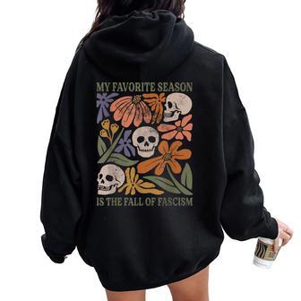 Halloween Retro My Favorite Season Is The Fall Of Fascism Women Oversized Hoodie Back Print - Thegiftio UK