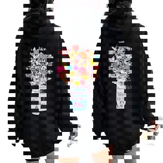 Happiness Is Being An Abi Flower Grandma Mother's Day Floral Women Oversized Hoodie Back Print - Thegiftio