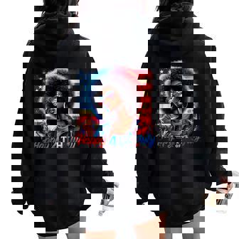 Happy 4Th Of July Black Girl Us Flag Melanin Afro African Women Oversized Hoodie Back Print | Mazezy