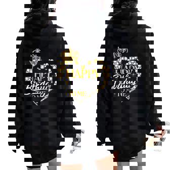 Happy Birthday To Me Queen Heart African American Afro Woman Women Oversized Hoodie Back Print - Thegiftio