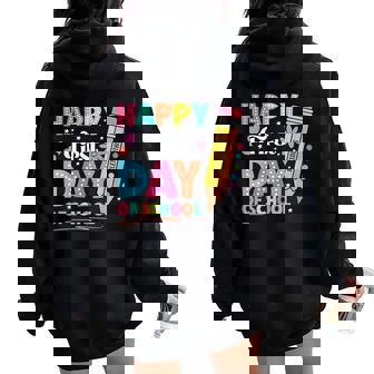 Happy First Day Of School Pencil Teacher Cute Back To School Women Oversized Hoodie Back Print | Mazezy