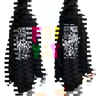 Happy Friyay Teacher Cute Teacher Fashion Fri-Yay Women Oversized Hoodie Back Print | Mazezy