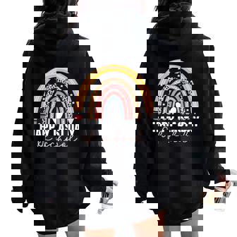 Happy Last Day Of School Rainbow Last Day Teacher Women Oversized Hoodie Back Print - Thegiftio