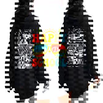 Happy Last Day Of School Teacher Students Retro School Women Oversized Hoodie Back Print - Thegiftio
