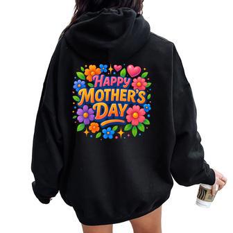 Happy Mother's Day Mommy Cute Floral Grandma Mom Women Oversized Hoodie Back Print - Thegiftio UK