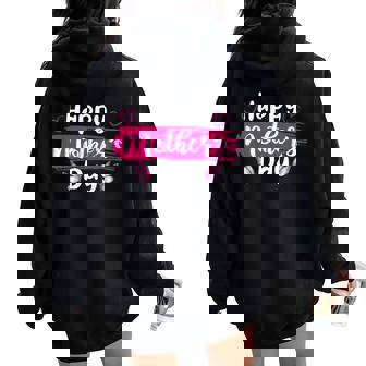 Happy Mommy Love Mom Hearts Butterfly Women Oversized Hoodie Back Print | Mazezy