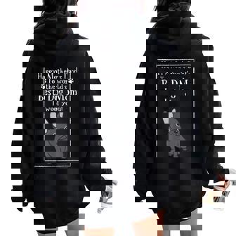 Happy To The World Best Dog Mom I Woof You Retro Women Oversized Hoodie Back Print | Mazezy