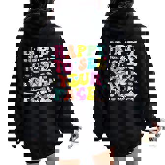 Happy To See Your Face Teacher Back To School Women Oversized Hoodie Back Print | Mazezy