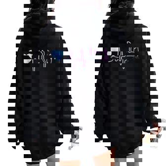 Heartbeat Cat Lover For Animal Cute Cat Women Oversized Hoodie Back Print - Thegiftio UK