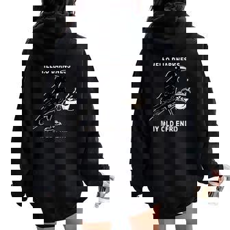 Hello Darkness My Old Friend Crow Coffee Spooky Halloween Women Oversized Hoodie Back Print - Thegiftio