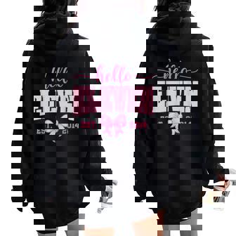 Hello Eleven Est 2014 Cute Coquette Bow 11Th Birthday Girl Women Oversized Hoodie Back Print - Thegiftio