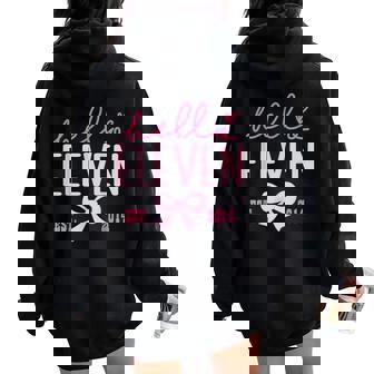 Hello Eleven Est 2014 Pink Coquette Happy 11Th Birthday Girl Women Oversized Hoodie Back Print | Mazezy