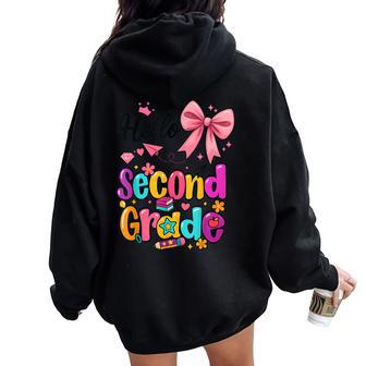 Hello Second Grade Preppy Back To School Boy Girl Teacher Women Oversized Hoodie Back Print - Thegiftio UK