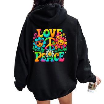 Hippie Peace Sign Love Tie Dye For Men Women Oversized Hoodie Back Print - Thegiftio UK