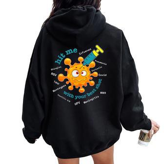 Hit Me With Your Best Shot Pharmacist Pharmacy Tech Nurse Women Oversized Hoodie Back Print - Thegiftio UK