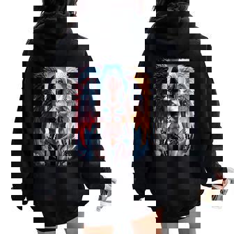 Hot Girl On 男性用 ハーフエンジェル&ハーフデーモンガール レディース オーバーサイズ パーカー バックプリント - Kawaiitshirt