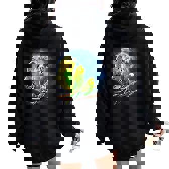 Howling At The Moon シャツ インコシャツ インコ セキセイインコ レディース オーバーサイズ パーカー バックプリント - Kawaiitshirt