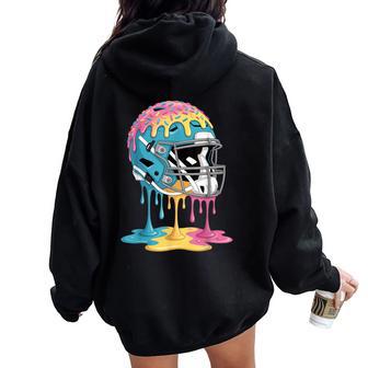 Ice Cream Drip Game American Football Helmet Drip Women Oversized Hoodie Back Print - Thegiftio UK