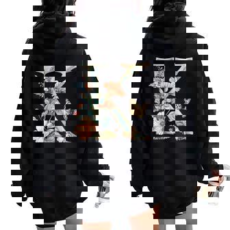 Idée-Cadeau Personnalisé Lettre K En Fleurs Et Papillons Sweat à capuche oversize pour femme avec imprimé dans le dos - Cadeauxyz