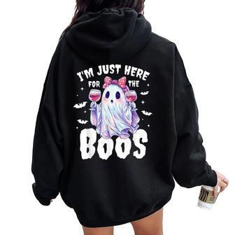 I'm Just Here For The Boos Halloween Ghost Cute Women Oversized Hoodie Back Print - Thegiftio UK