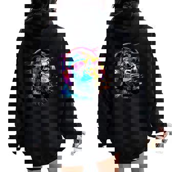 Inge Dj Avec Écouteurs Et Lunettes Deoleil Musique Fête Sweat à capuche oversize pour femme avec imprimé dans le dos - Cadeauxyz