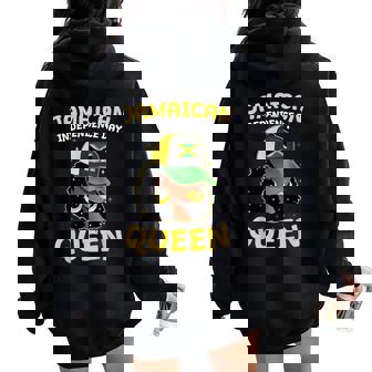 Jamaica Independence Day Queen Jamaican Flag Pride Women Women Oversized Hoodie Back Print | Mazezy