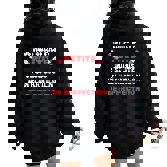 Je Ne Suis Pas Petite Perfection Humour Sarcasme Sweat à capuche oversize pour femme avec imprimé dans le dos - Cadeauxyz