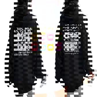 Jesus Is My Jam And Im Here To Spread Christian Bible Verse Women Oversized Hoodie Back Print | Mazezy