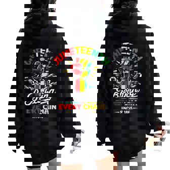 Junenth Breaking Every Chain Black Freedom 1865 Women Women Oversized Hoodie Back Print - Thegiftio