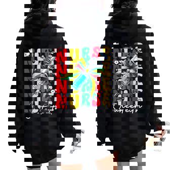 Junenth Nurse Groovy African Scrubs Top Bow Black Women Women Oversized Hoodie Back Print - Thegiftio