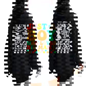 Just A Boy Who Loves His Mama For Boys Women Oversized Hoodie Back Print - Thegiftio UK