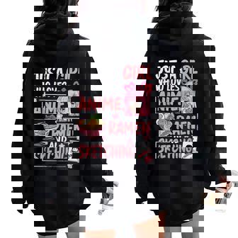 Just A Girl Who Loves Anime Ramen Sketching Japan Kawaii Women Oversized Hoodie Back Print - Thegiftio