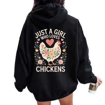 Just A Girl Who Loves Chickens Women Oversized Hoodie Back Print - Thegiftio UK