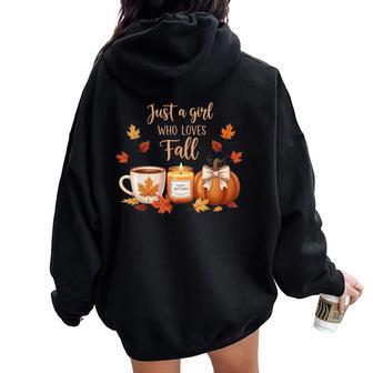 Just A Girl Who Loves Fall Pumpkin Cozy Autumn Women Oversized Hoodie Back Print - Thegiftio UK