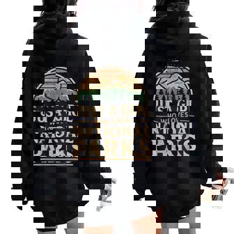 Just A Girl Who Loves National Parks Retro Women Oversized Hoodie Back Print - Thegiftio