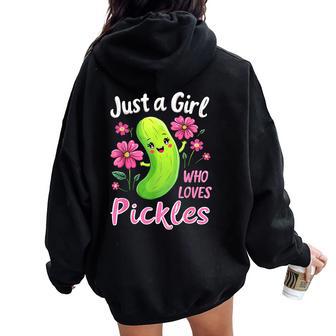 Just A Girl Who Loves Pickles Toddler Pickle Costume Women Oversized Hoodie Back Print - Thegiftio UK