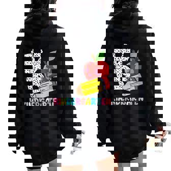K Is For Kindergarten Teacher Pencil Apple Back To School Women Oversized Hoodie Back Print | Mazezy