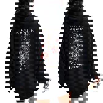 Karaoké Queeninger Microphoneintage Fleurs Chanteur Sweat à capuche oversize pour femme avec imprimé dans le dos - Cadeauxyz