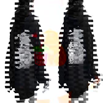 Kawaii Capybara Boba Bubble Tea Capybara Pour Filles Et Enfants Sweat à capuche oversize pour femme avec imprimé dans le dos - Cadeauxyz