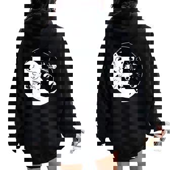 Kawaii Chat Ying Yang Amoureux Drôle De Chat Mignon Sweat à capuche oversize pour femme avec imprimé dans le dos - Cadeauxyz