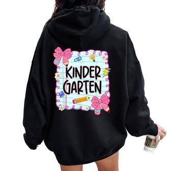 Kindergarten Bow Pencil Teacher Student Back To School Women Oversized Hoodie Back Print - Thegiftio UK