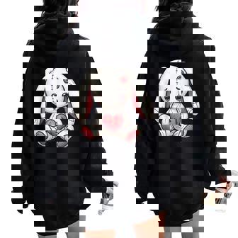 Lapin Gothique Emo Anime Japonais Goth Girl Creepy Anime Kawaii Sweat à capuche oversize pour femme avec imprimé dans le dos - Cadeauxyz